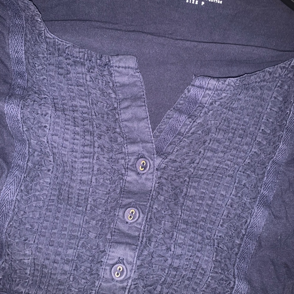 Adult  charter club Petite 3/4 sleeve navy blue Top - Picture 4 of 6
